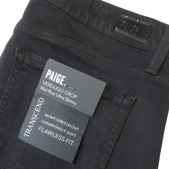 NWT Paige Verdugo Crop in Overdye Black Ultra Skinny Transcend Stretch Jeans 29 - Picture 5 of 9